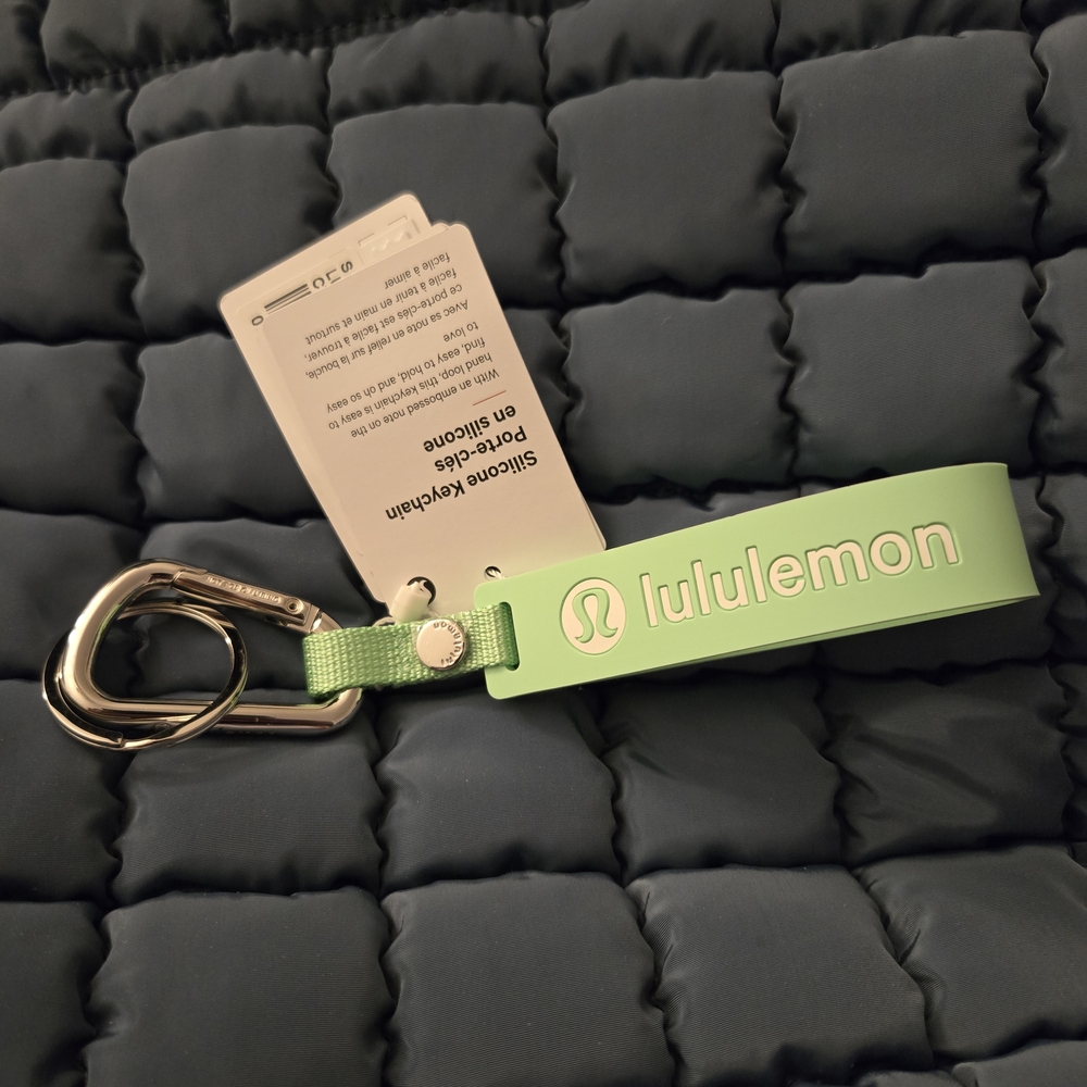 NWT Lululemon Mint Silicone Key Holder Keychain White Logo